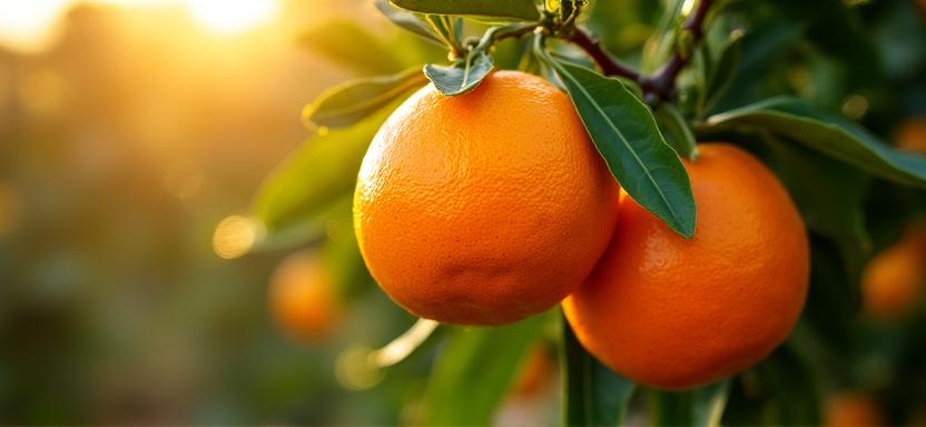 Nahaufnahme von frischen Orangen am Baum